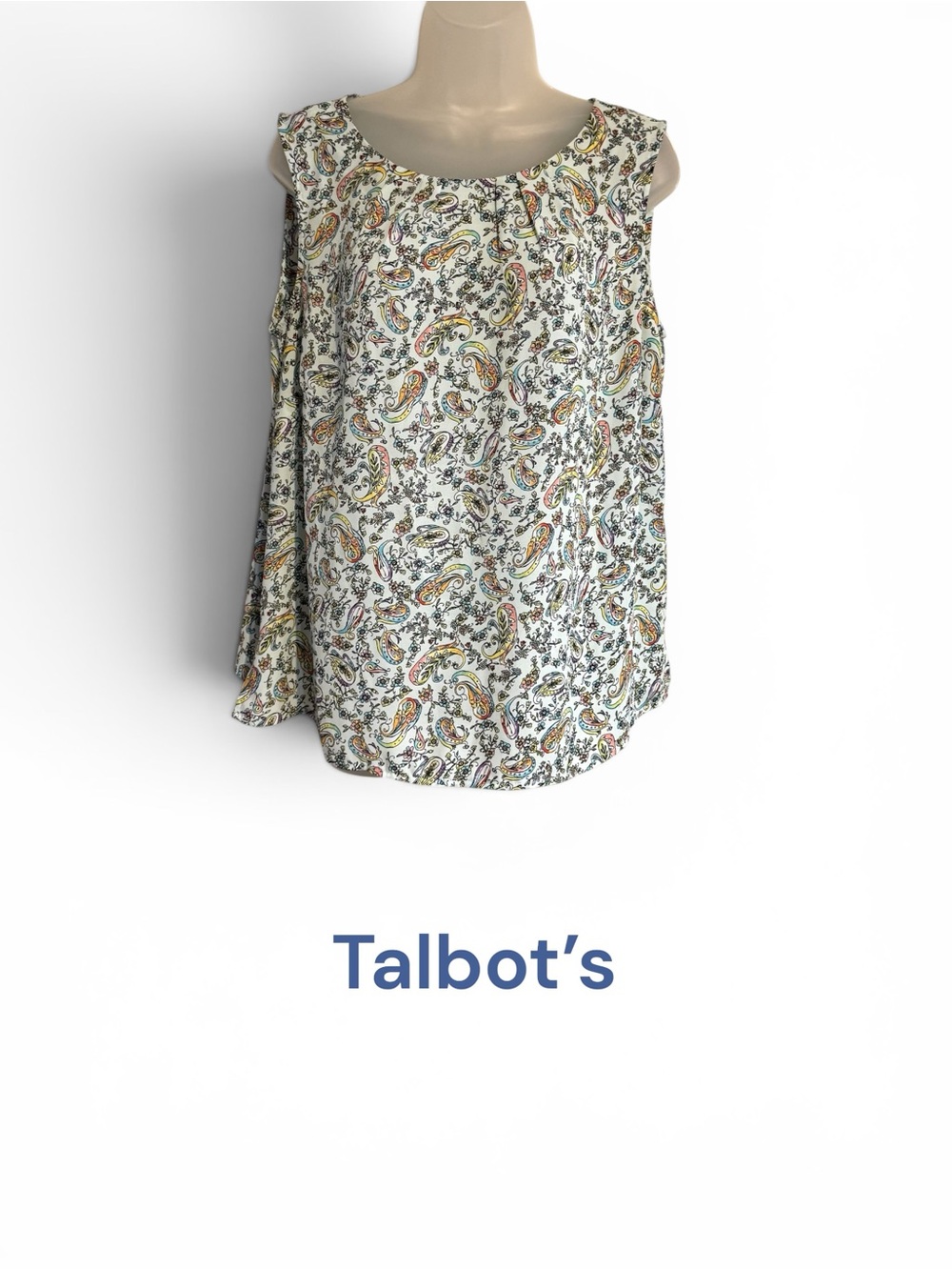 TALBOT'S  SOFT BLUE Paisley/Floral  Sleeveless Top MEDIUM  #Z